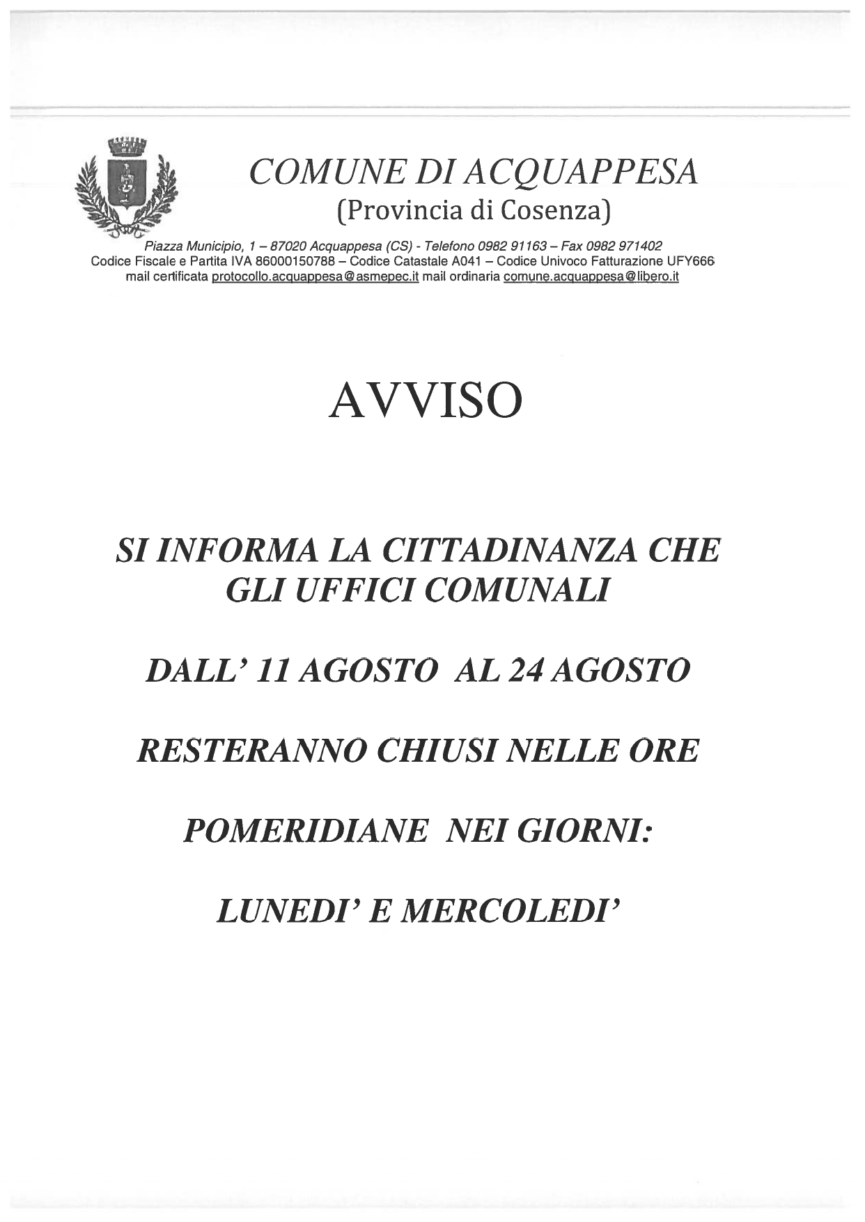 AVVISO