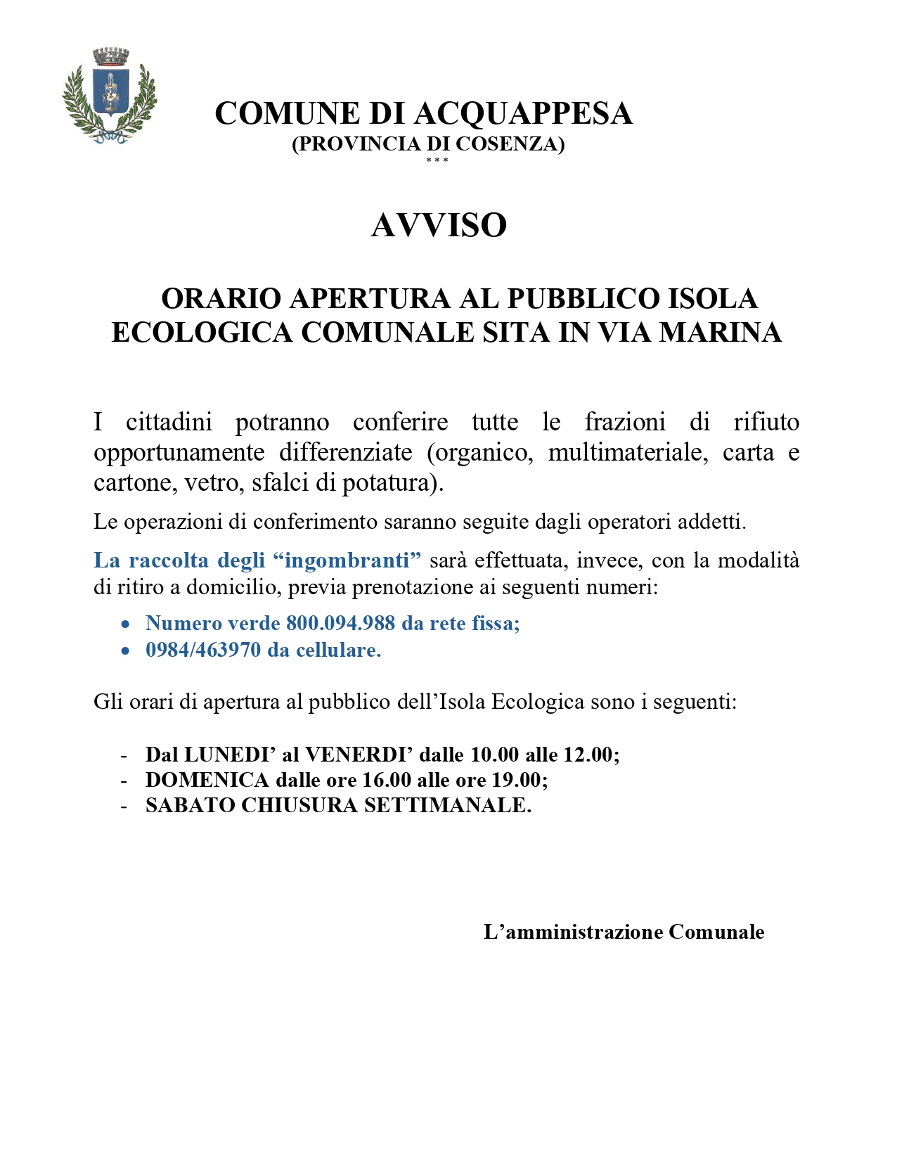 AVVISO